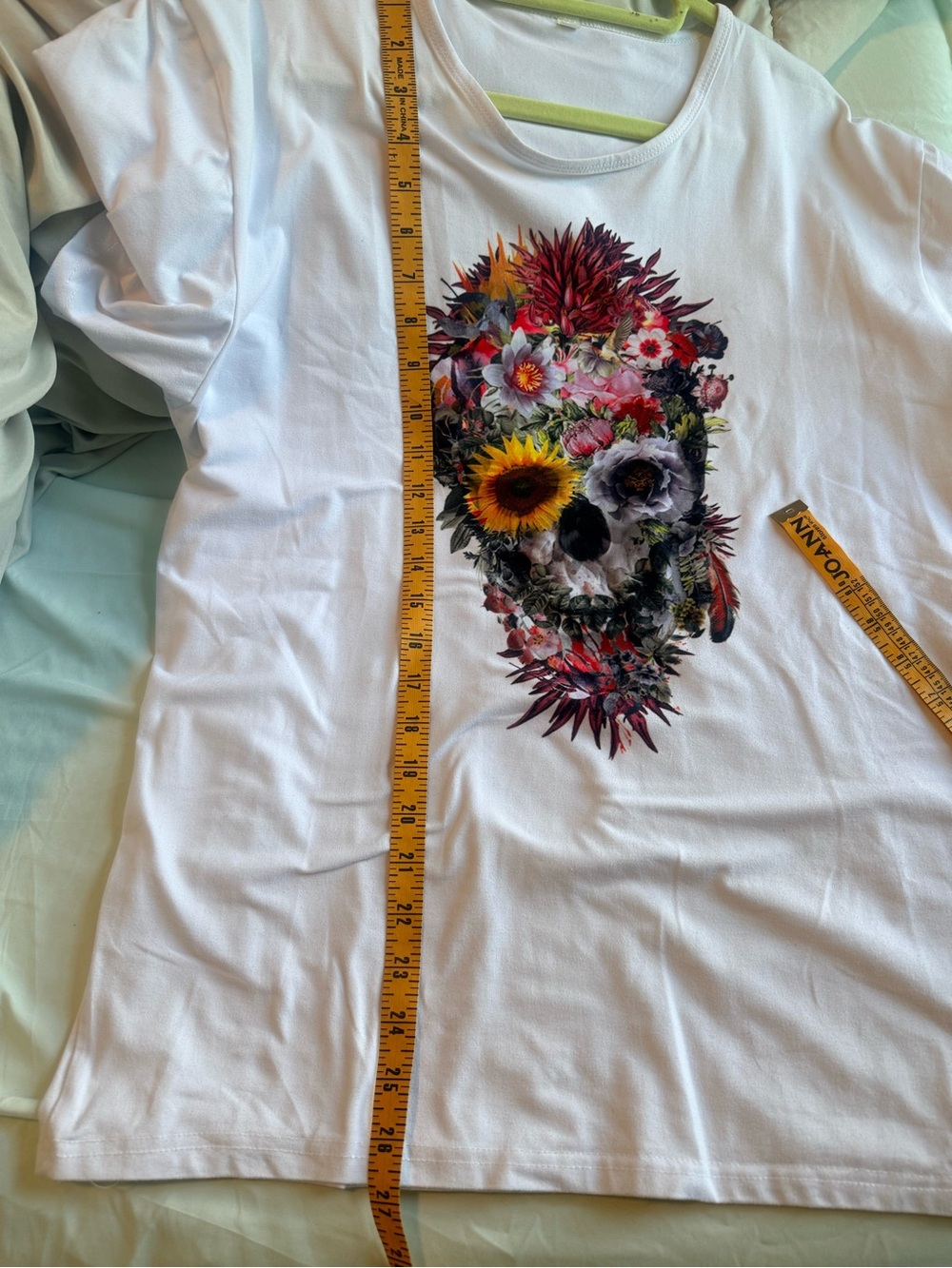 White Tee with Floral Skull Graphic - Picture 5 of 5